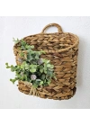 Yeşil Çiçekli Hasır Kapı Sepeti Gazetelik Posta Kutusu 29Cm