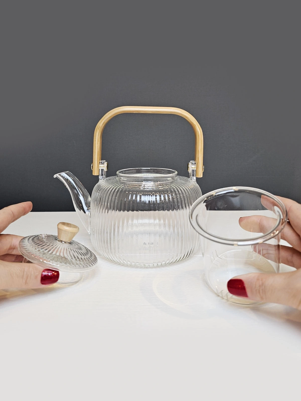 1000ml Cam Demlik ve Cam Isıtıcı Seti Osaka