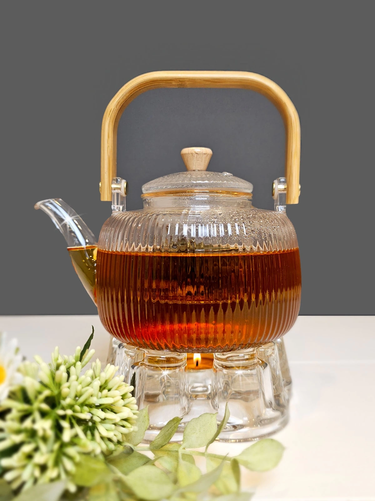 1000ml Cam Demlik ve Cam Isıtıcı Seti Osaka