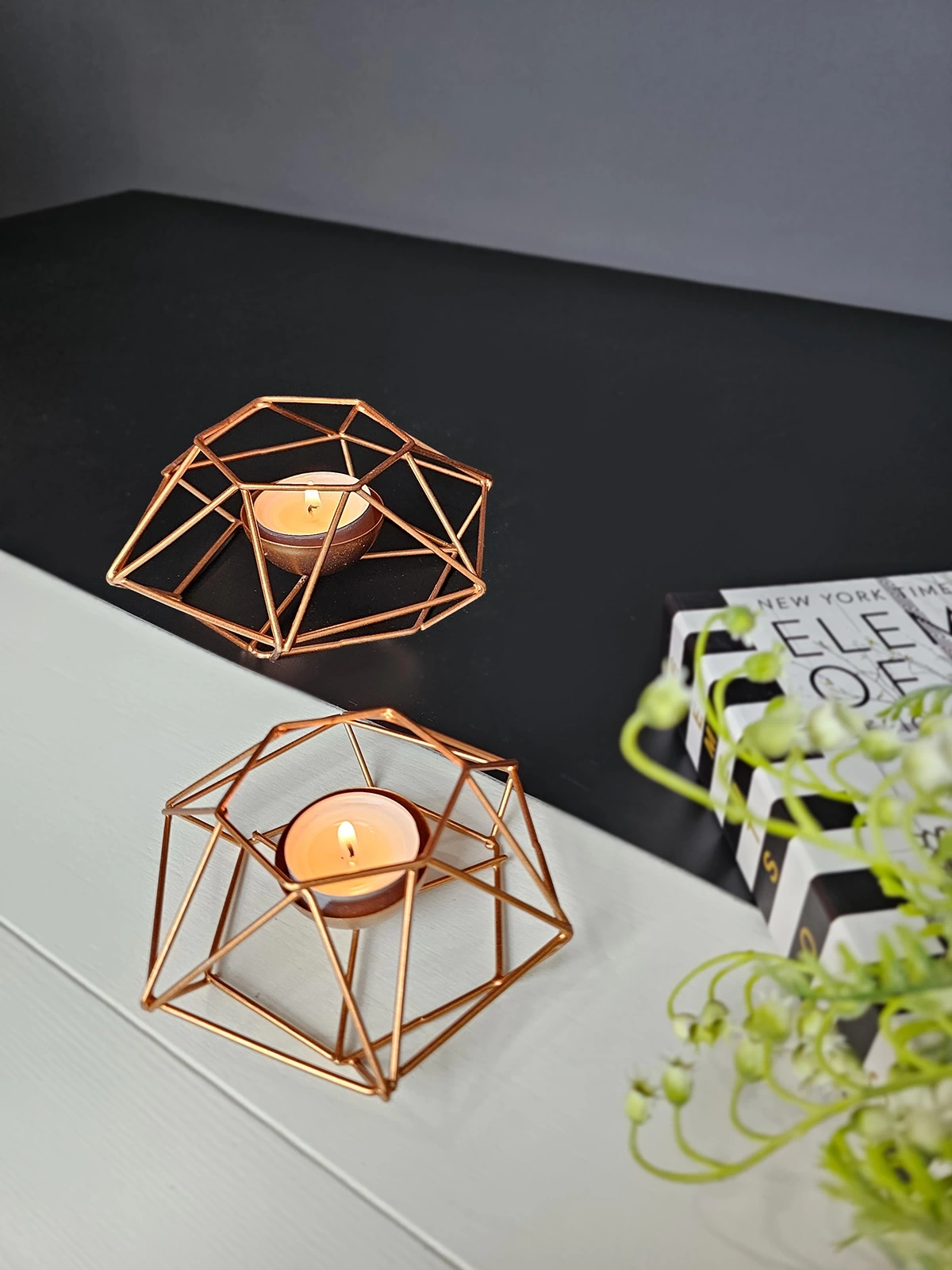 2 Adet Dekoratif Metal Tealight Mumluk Capella Bakır Renk