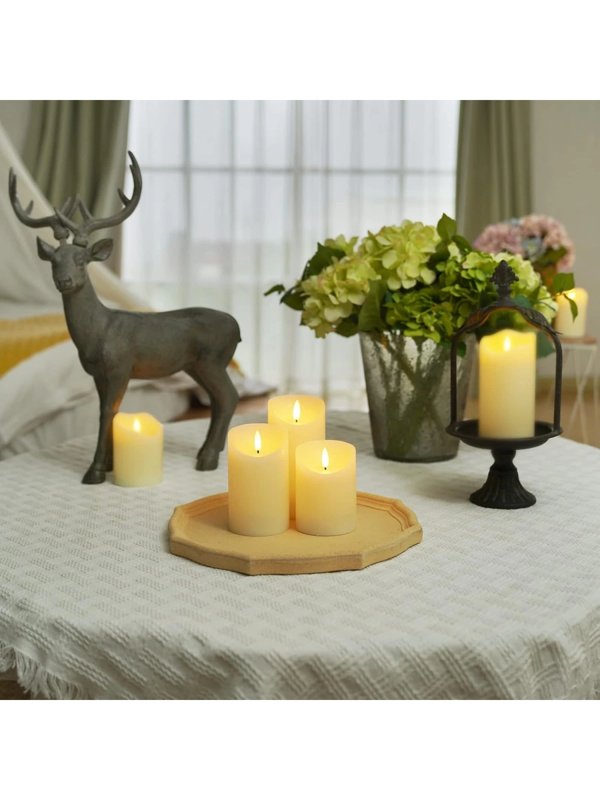 3lü Pilli Led Mum Seti Titreyen Alevli
