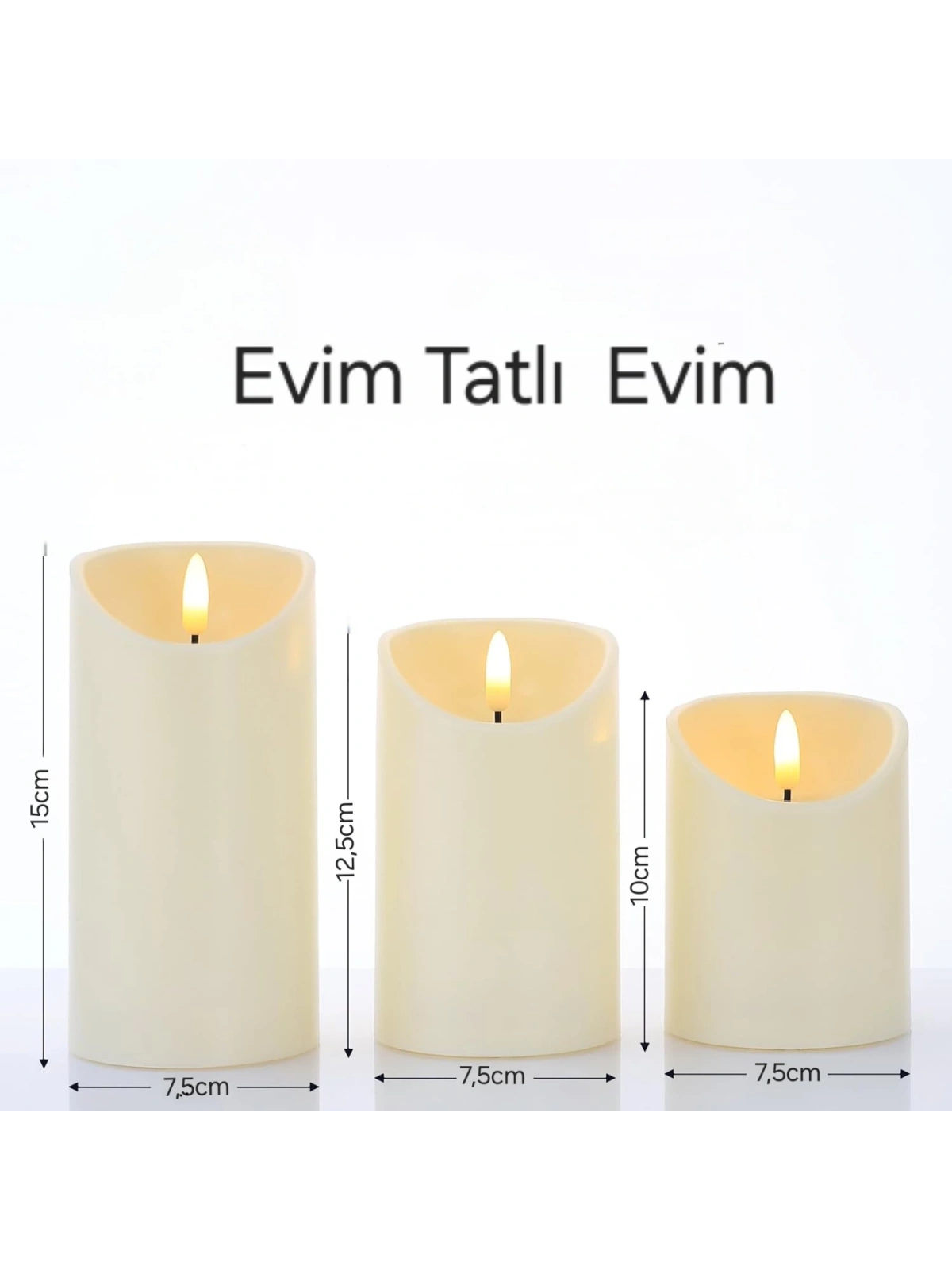 3lü Pilli Led Mum Seti Titreyen Alevli