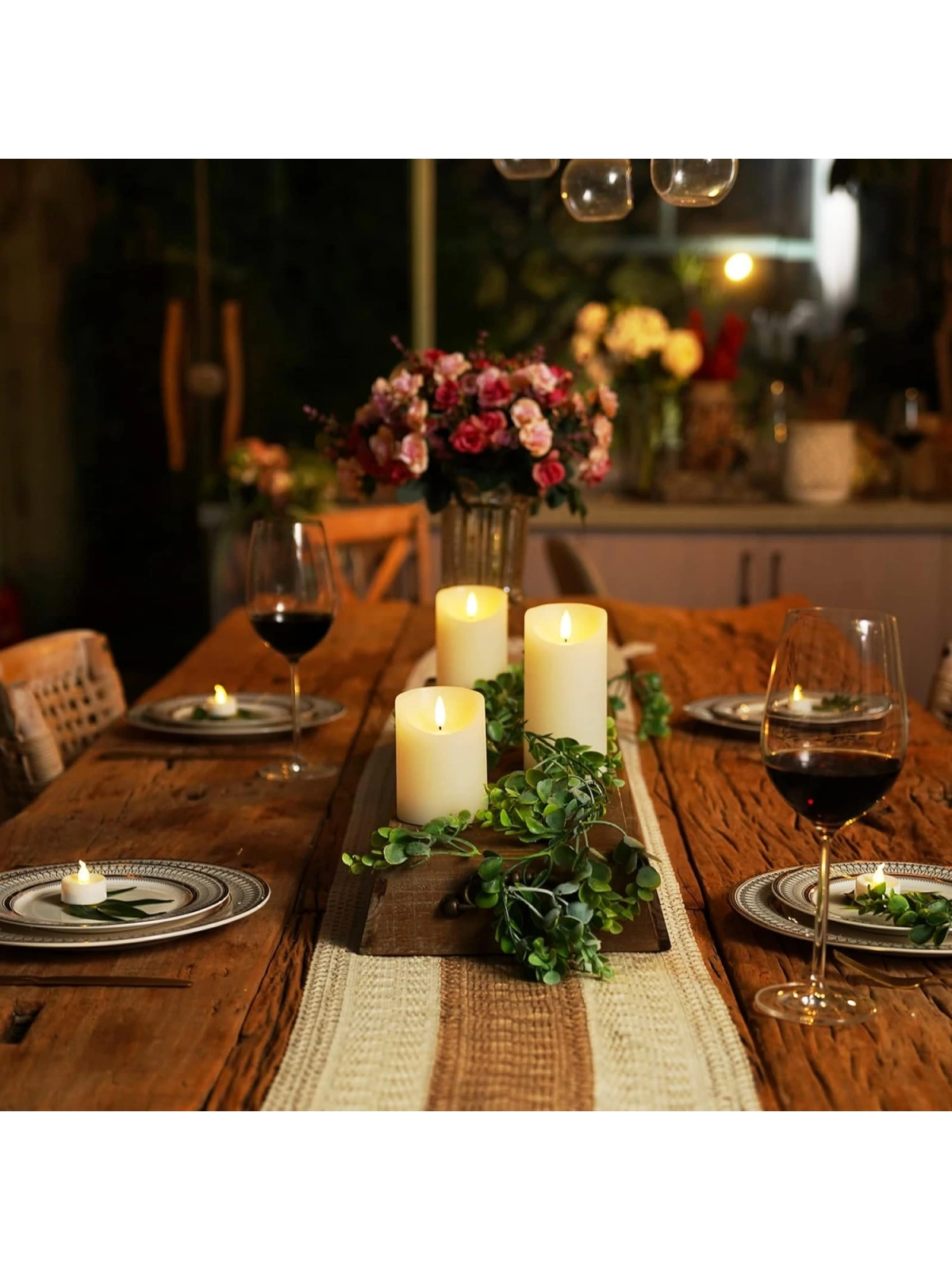 3lü Pilli Led Mum Seti Titreyen Alevli