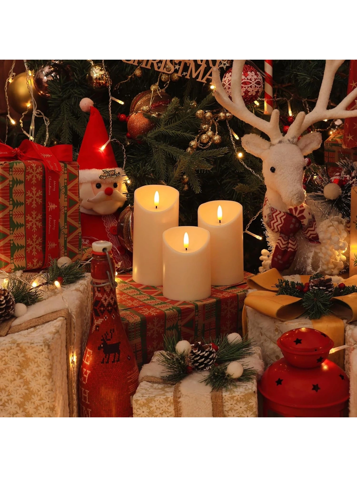 3lü Pilli Led Mum Seti Titreyen Alevli