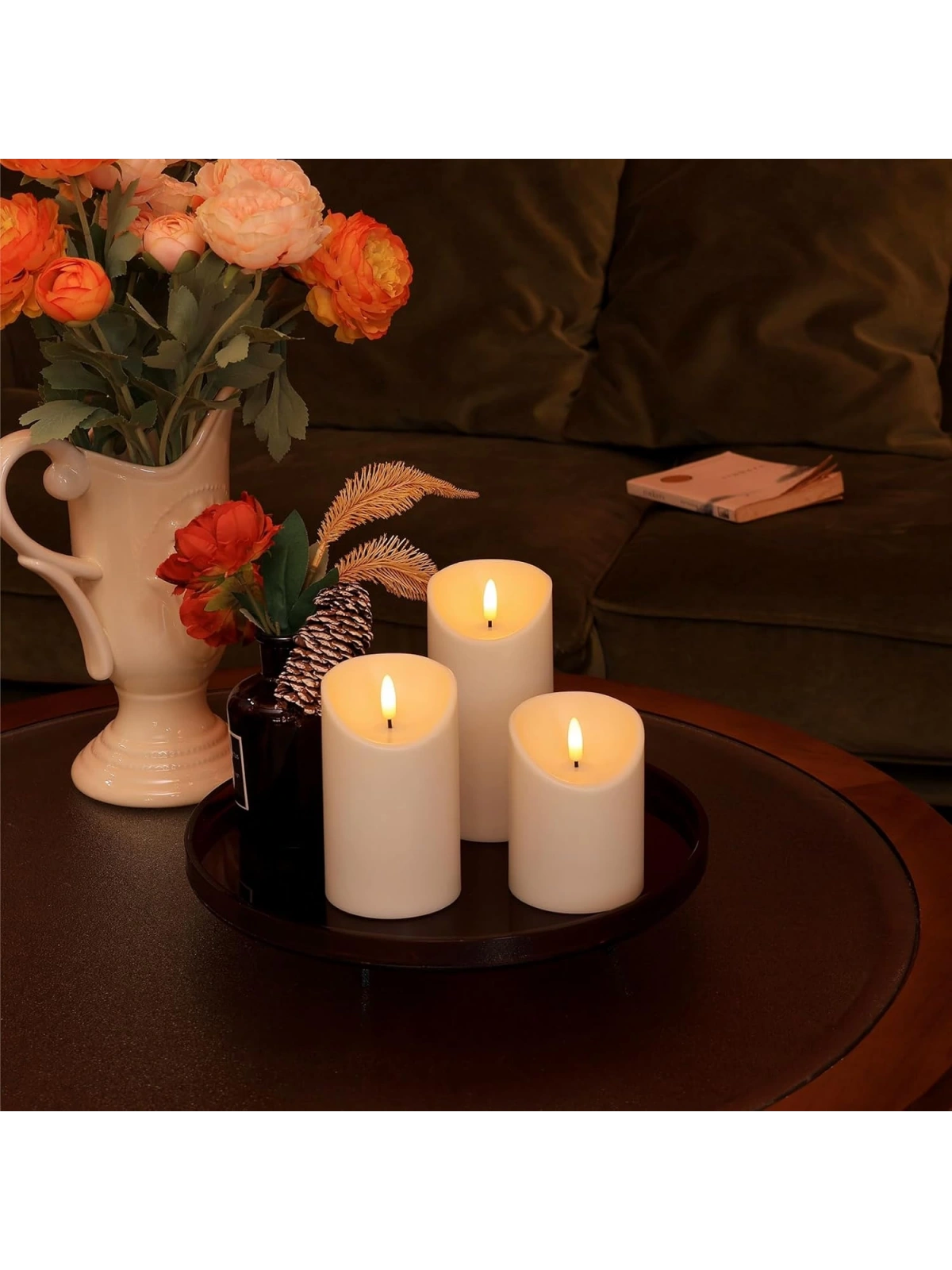 3lü Pilli Led Mum Seti Titreyen Alevli