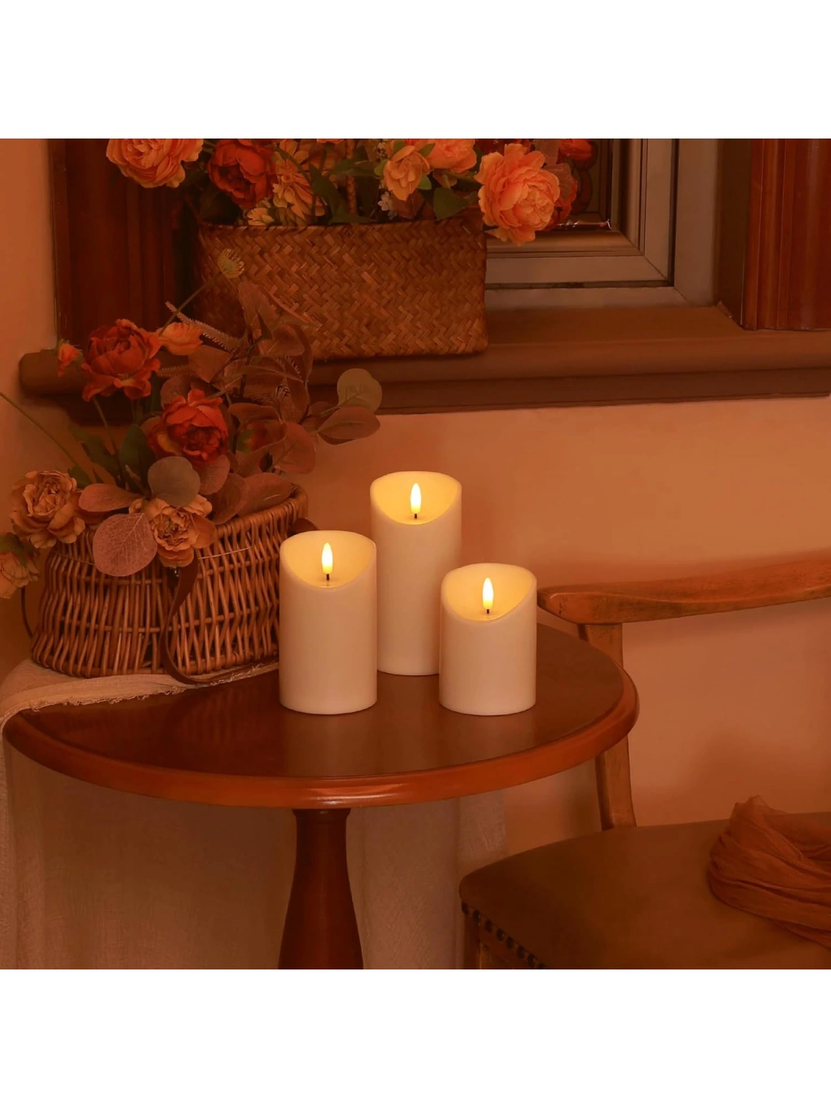3lü Pilli Led Mum Seti Titreyen Alevli