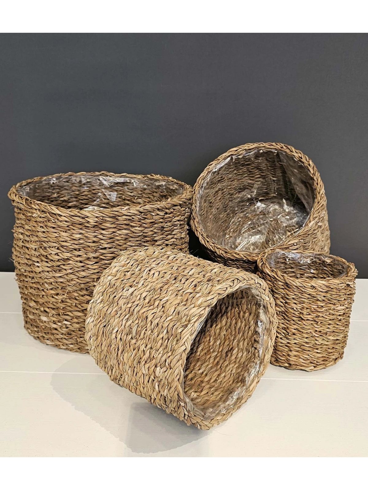 4lü Hasır Saksı İçi Naylon Korumalı