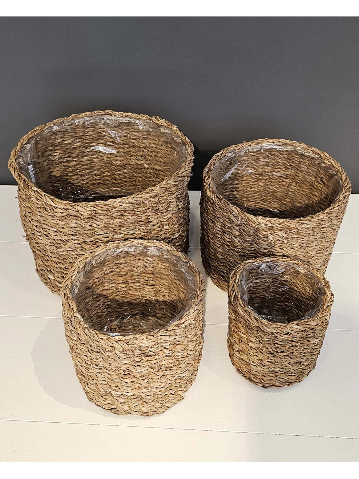 4lü Hasır Saksı İçi Naylon Korumalı