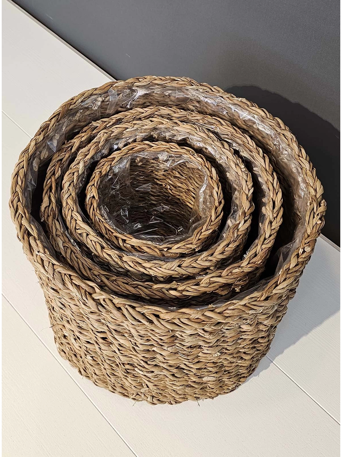 4lü Hasır Saksı İçi Naylon Korumalı