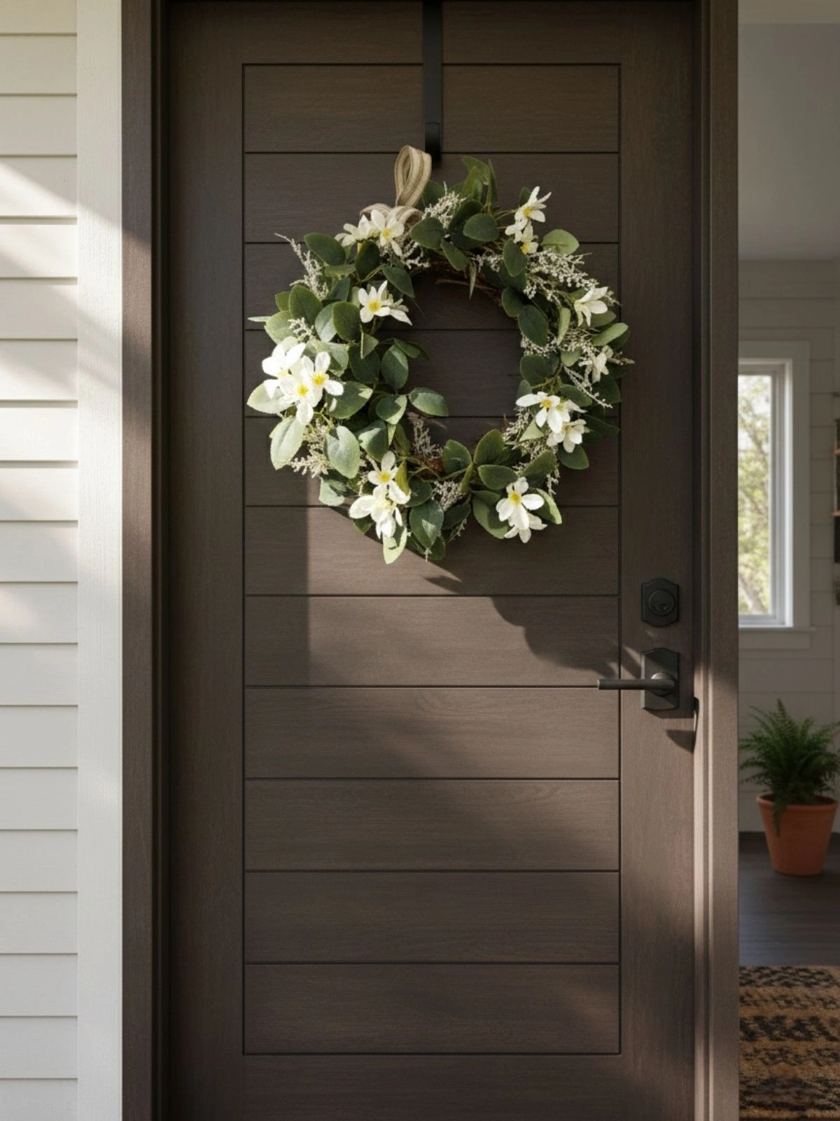 White Blossom Doğal Çember Kapı Süsü Kapı Çelengi 40cm