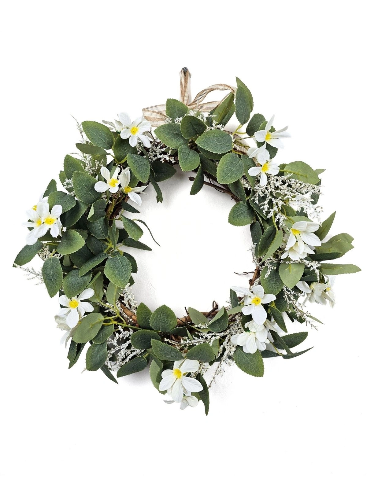 White Blossom Doğal Çember Kapı Süsü Kapı Çelengi 40cm