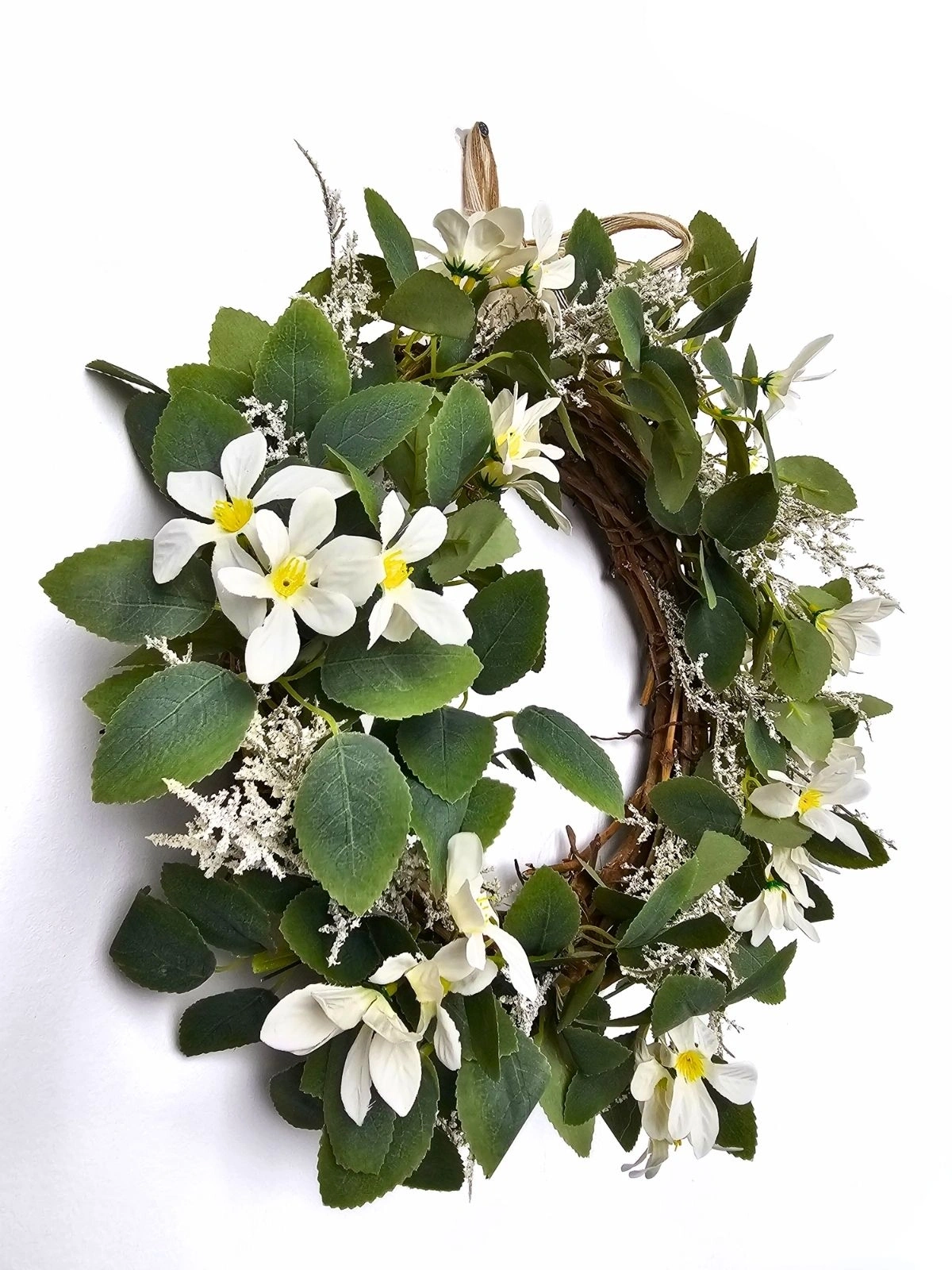 White Blossom Doğal Çember Kapı Süsü Kapı Çelengi 40cm