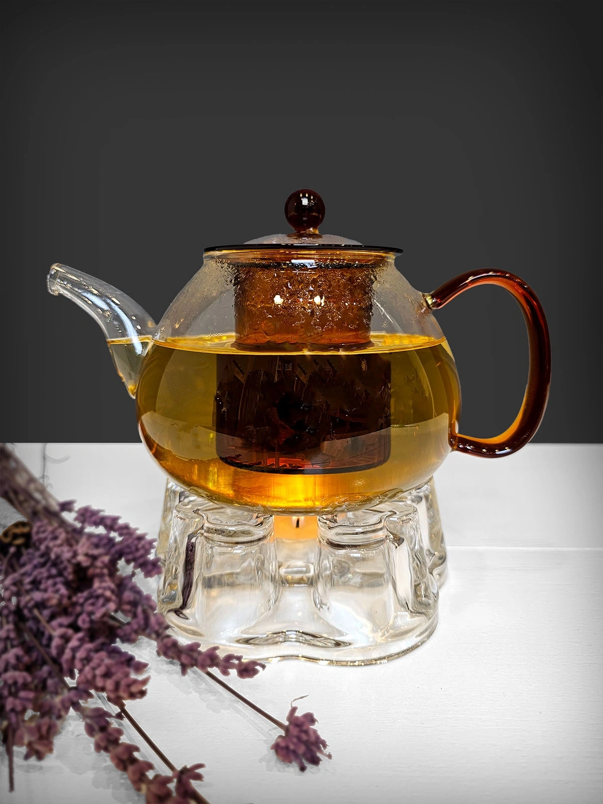 900ml Süzgeçli Borosilikat Cam Demlik Ateşe Dayanıklı