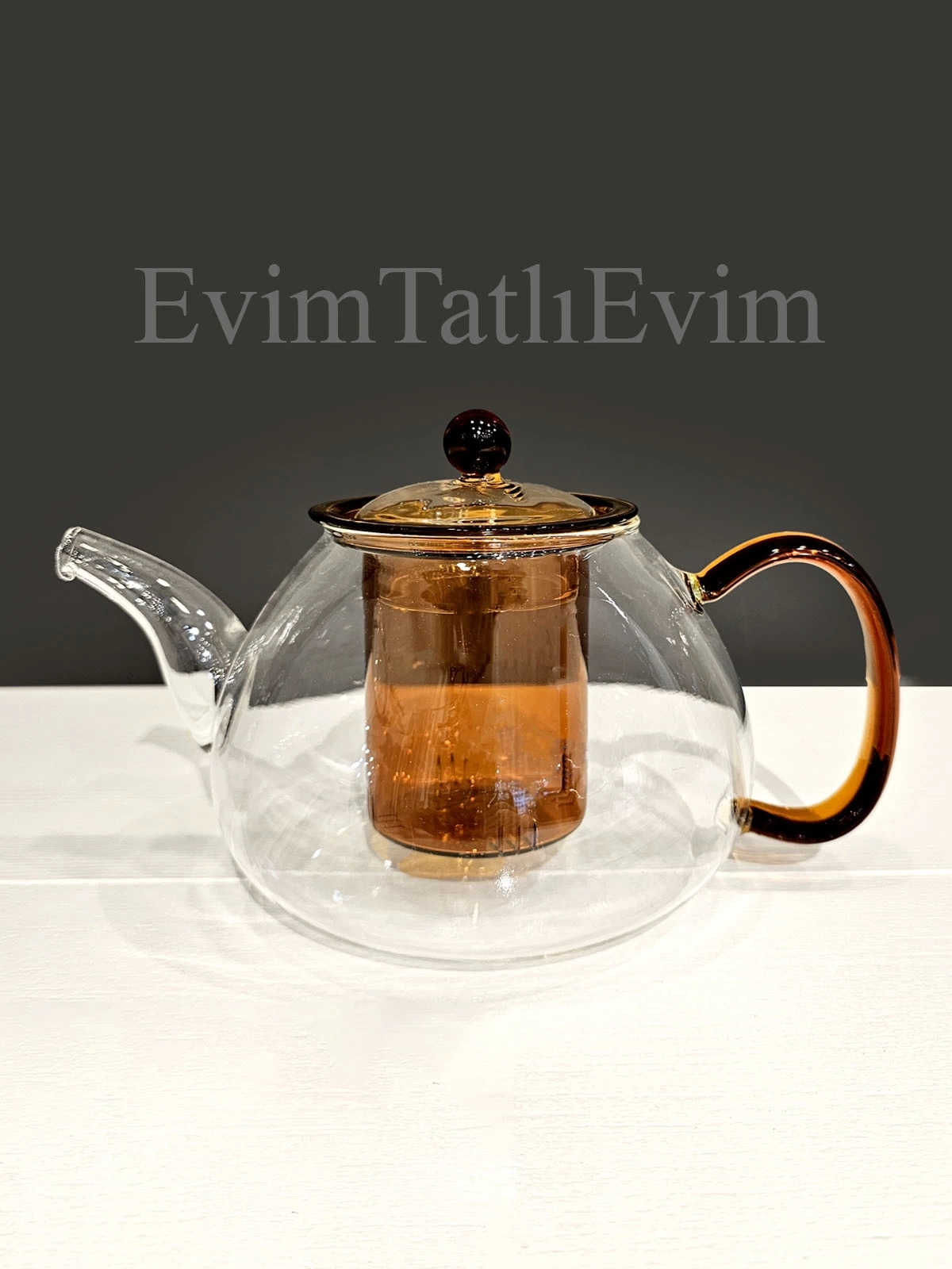 900ml Süzgeçli Borosilikat Cam Demlik Ateşe Dayanıklı