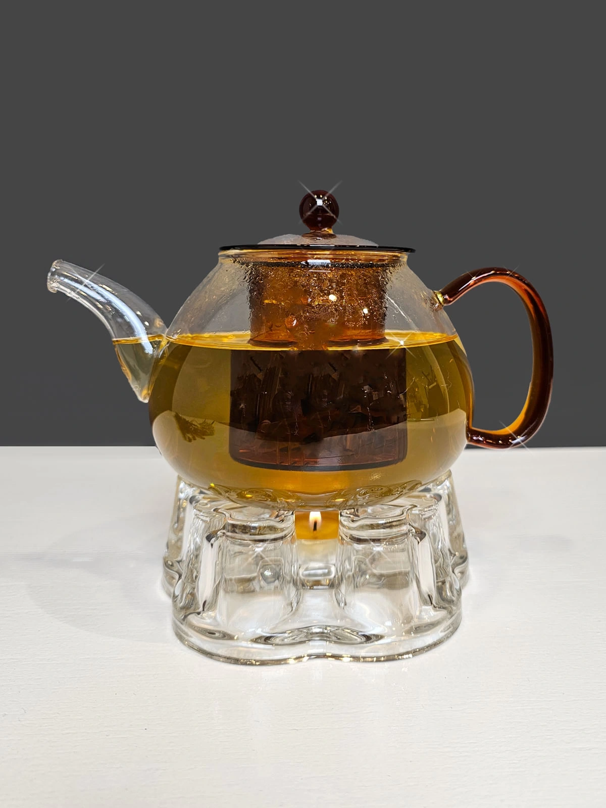 900ml Süzgeçli Borosilikat Cam Demlik Ateşe Dayanıklı