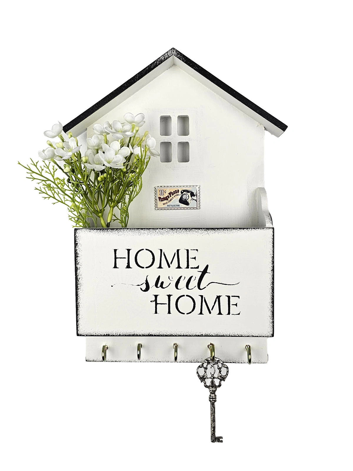 El Yapımı Ahşap Dekoratif Posta Kutusu Anahtarlık 30 Cm