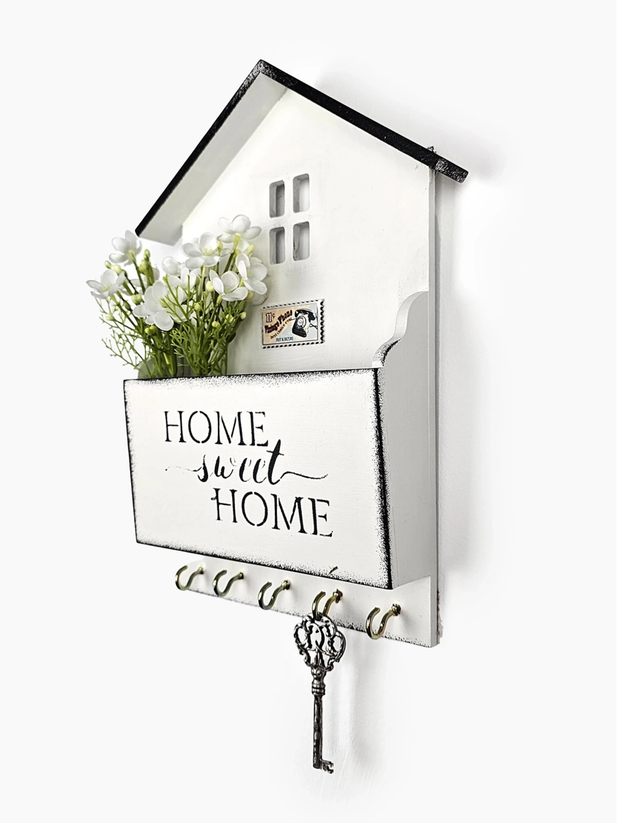 El Yapımı Ahşap Dekoratif Posta Kutusu Anahtarlık 30 Cm