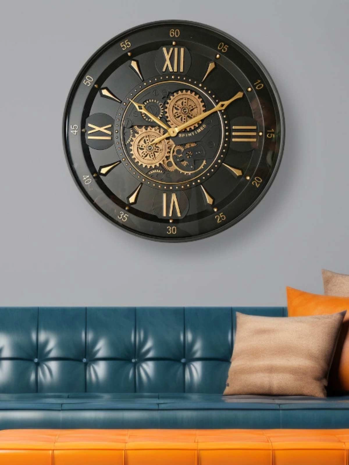 Black Concept Çarklı Metal Duvar Saati 60cm