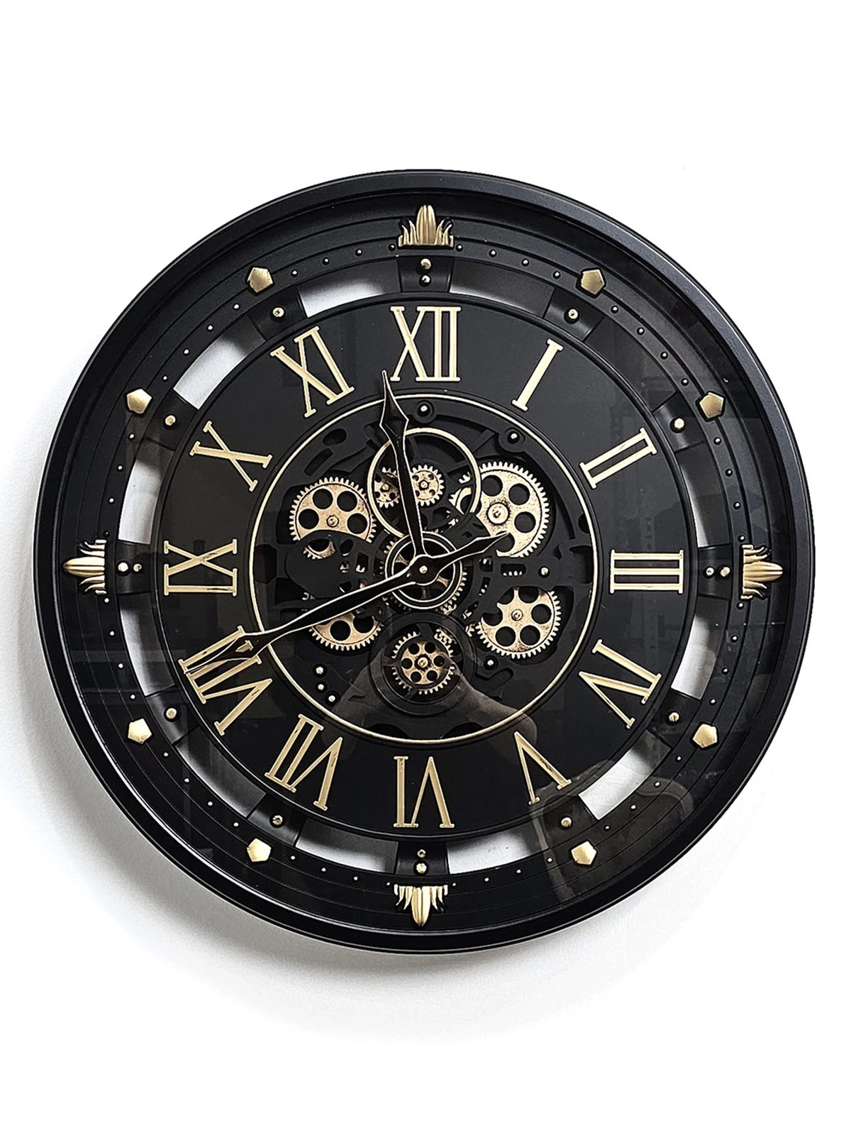 BLACK TIME ÇARKLI METAL DUVAR SAATİ 66CM