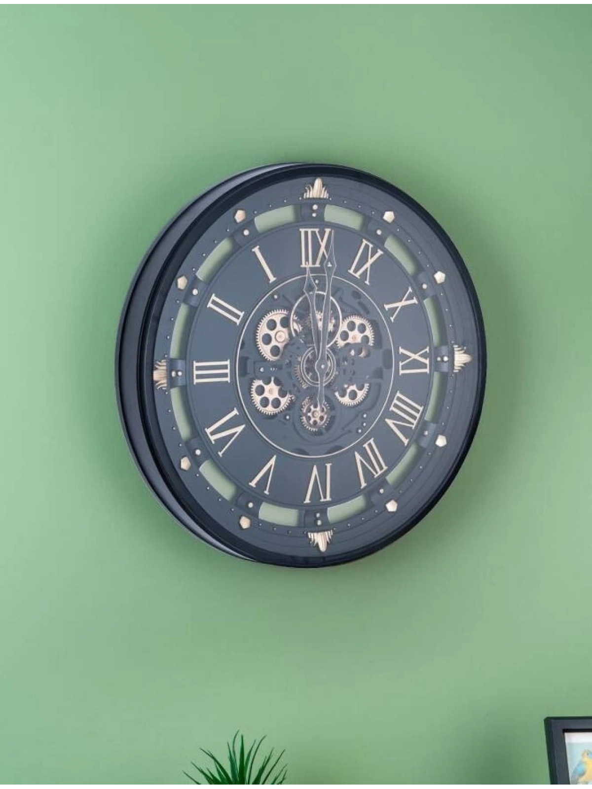 BLACK TIME ÇARKLI METAL DUVAR SAATİ 66CM