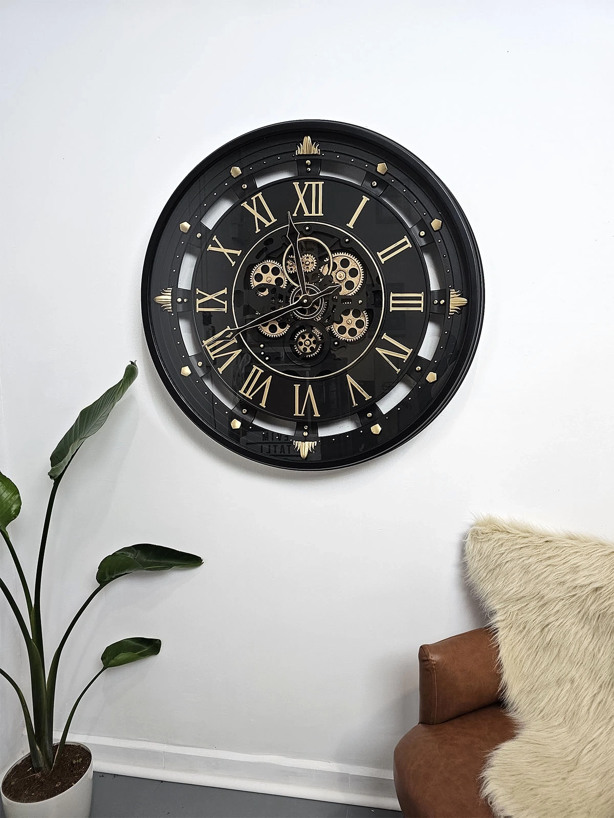 BLACK TIME ÇARKLI METAL DUVAR SAATİ 66CM