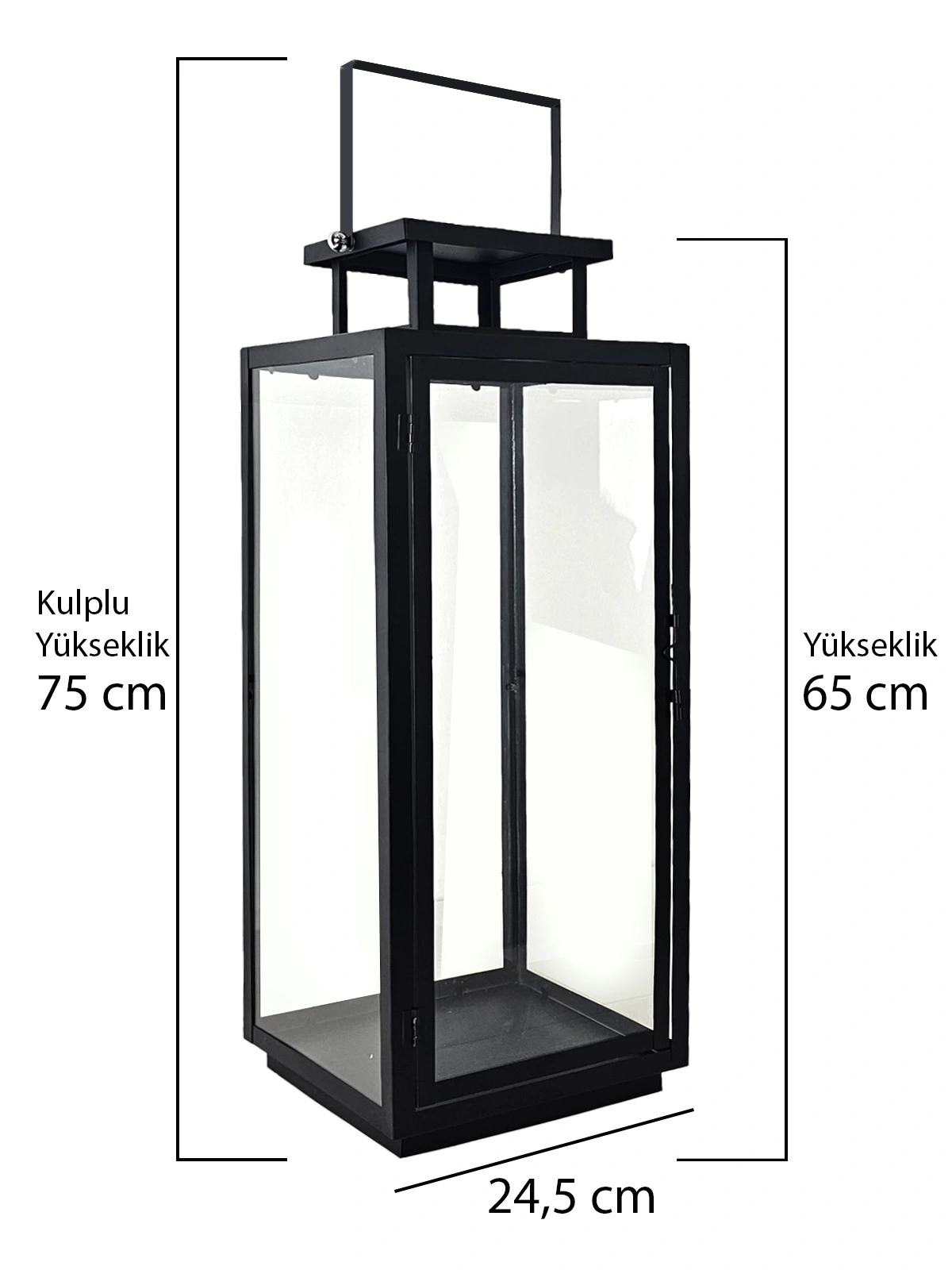 Büyük Boy Metal Mumluk Fener Siyah Virginia