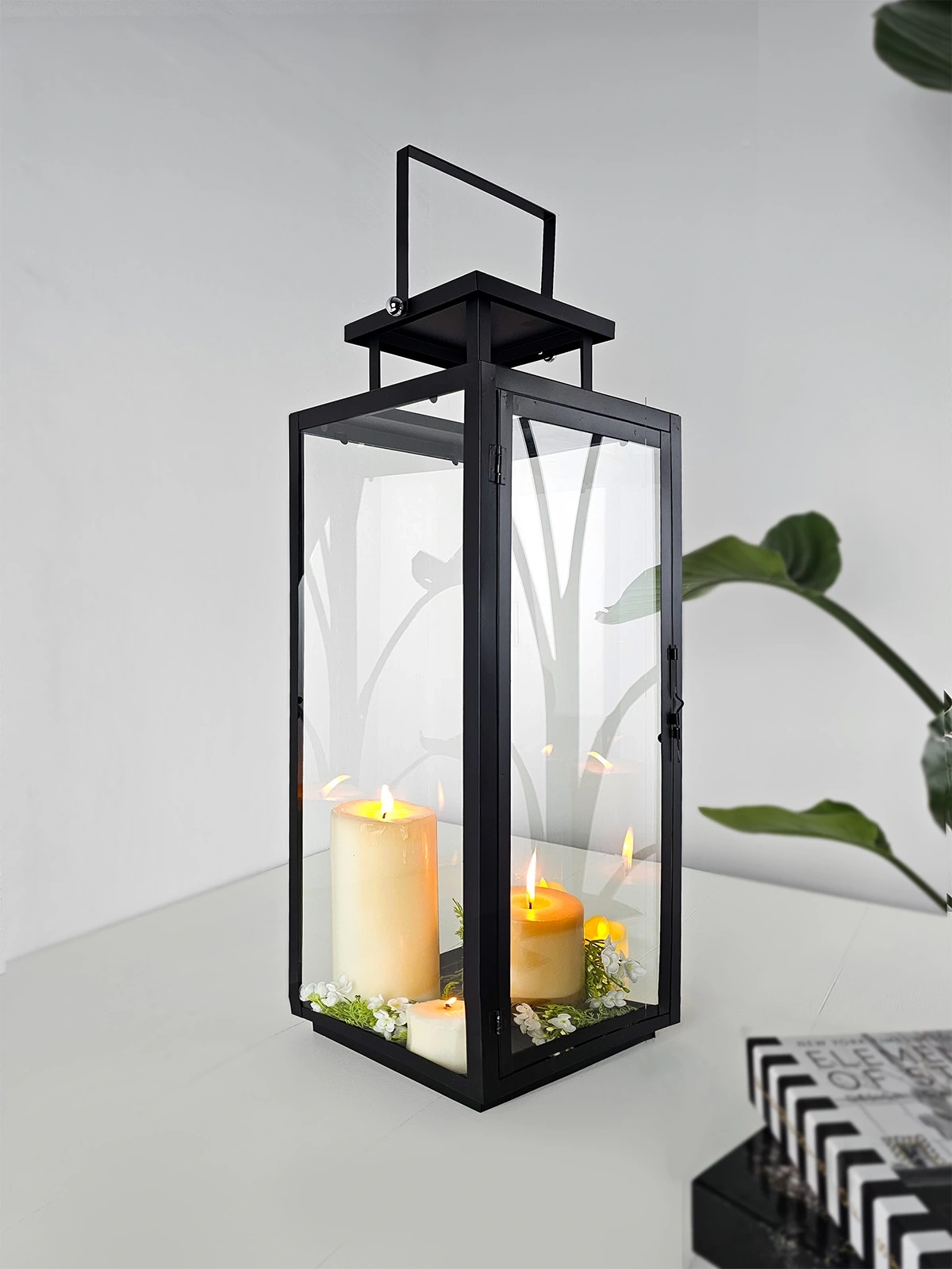 Büyük Boy Metal Mumluk Fener Siyah Virginia