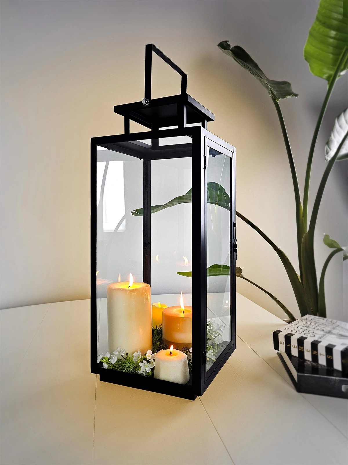 Büyük Boy Metal Mumluk Fener Siyah Virginia