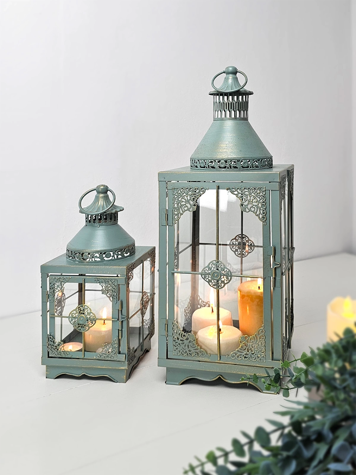 Casablanca İkili Metal Mumluk Fener Seti
