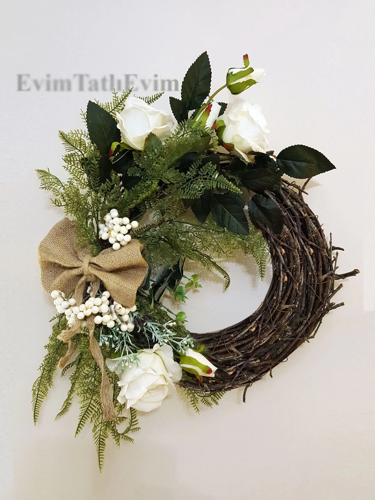 Dekoratif El Yapımı Kapı Süsü İnci 35cm