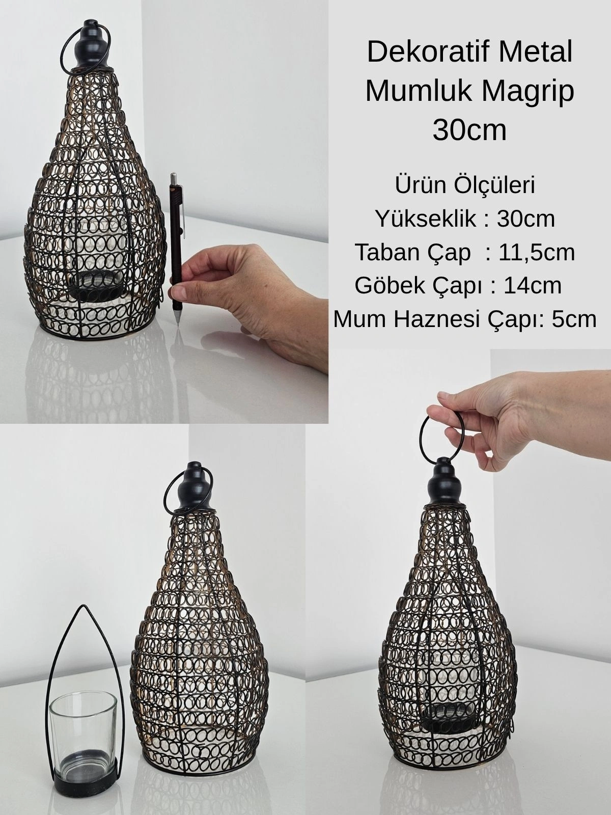 Dekoratif Metal Mumluk Magrip 30cm