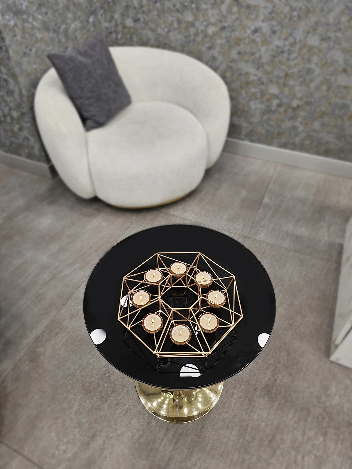 Dekoratif Metal Tealight Mumluk 8 Hazneli 28cm