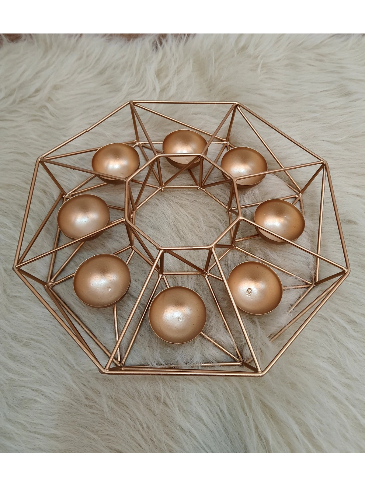 Dekoratif Metal Tealight Mumluk 8 Hazneli 28cm