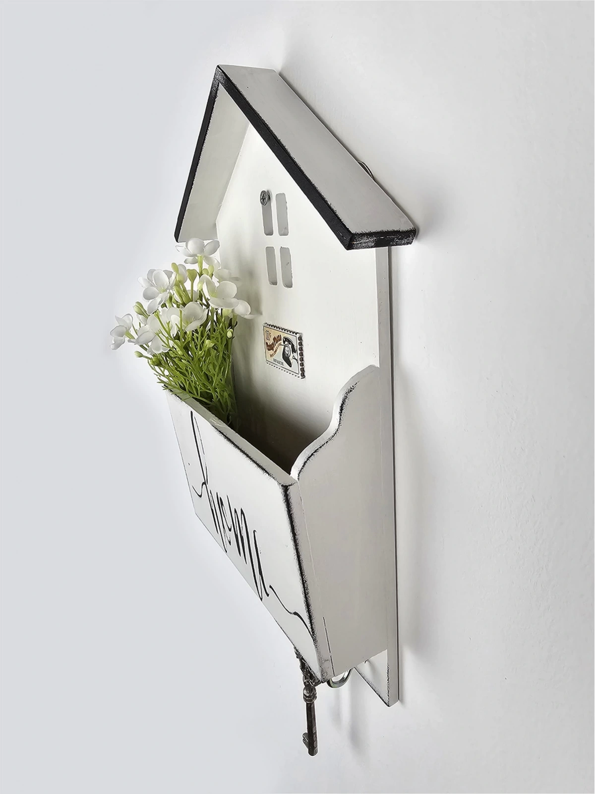 El Yapımı Ahşap Dekoratif Posta Kutusu Anahtarlık Home 30 Cm
