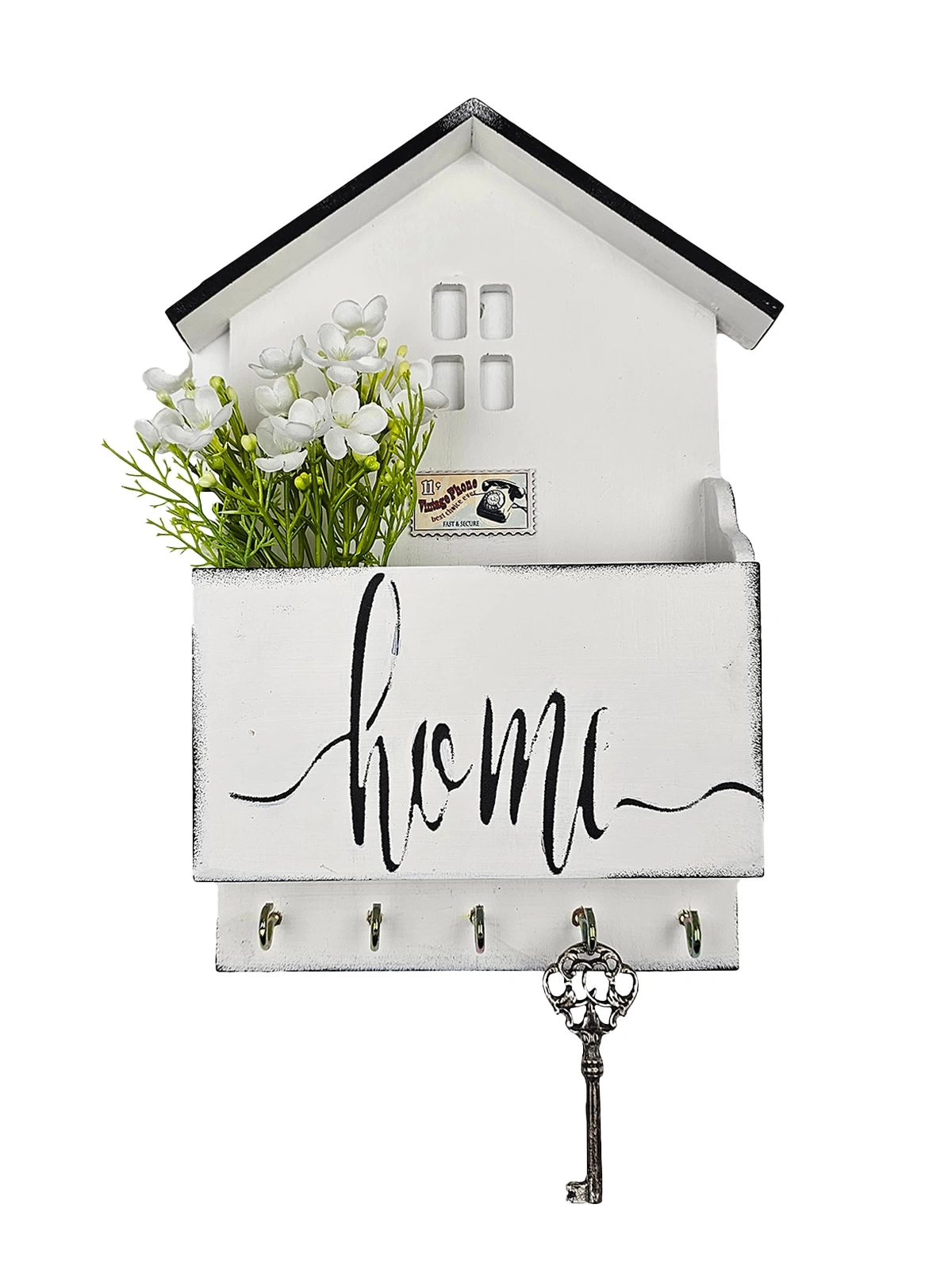 El Yapımı Ahşap Dekoratif Posta Kutusu Anahtarlık Home 30 Cm