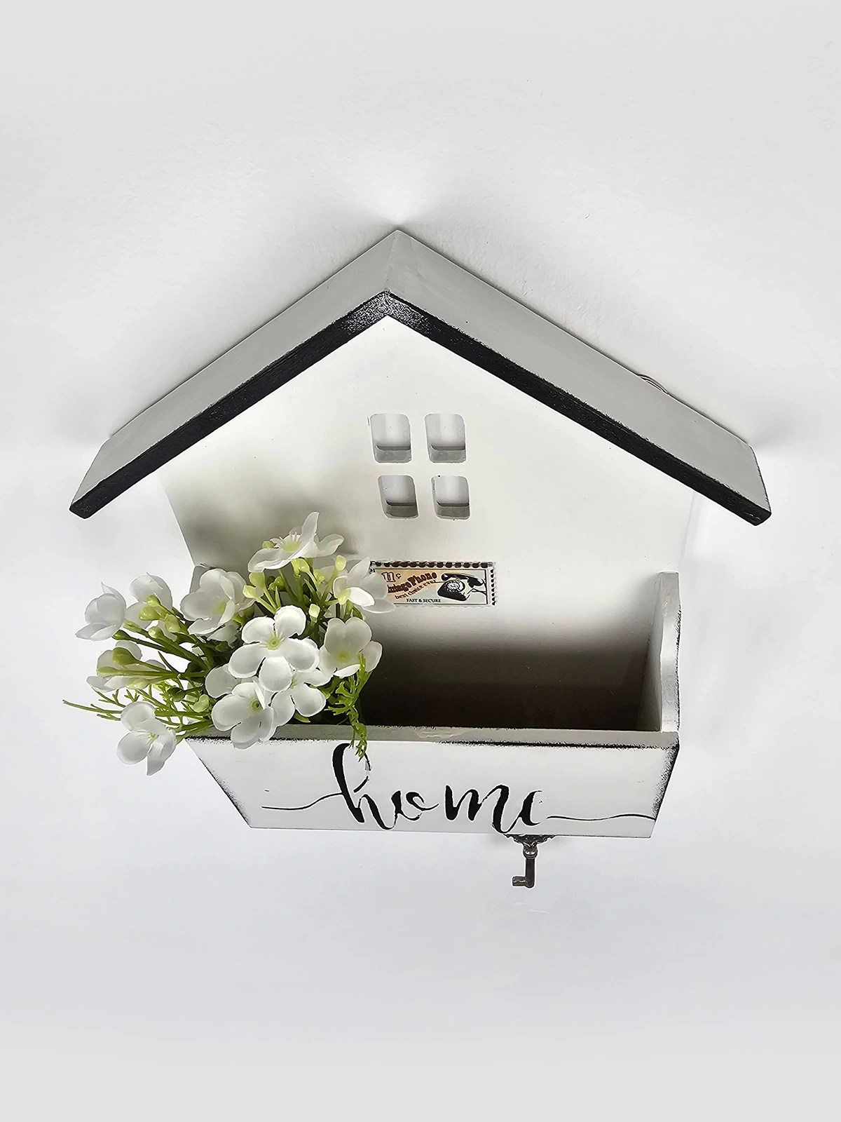 El Yapımı Ahşap Dekoratif Posta Kutusu Anahtarlık Home 30 Cm