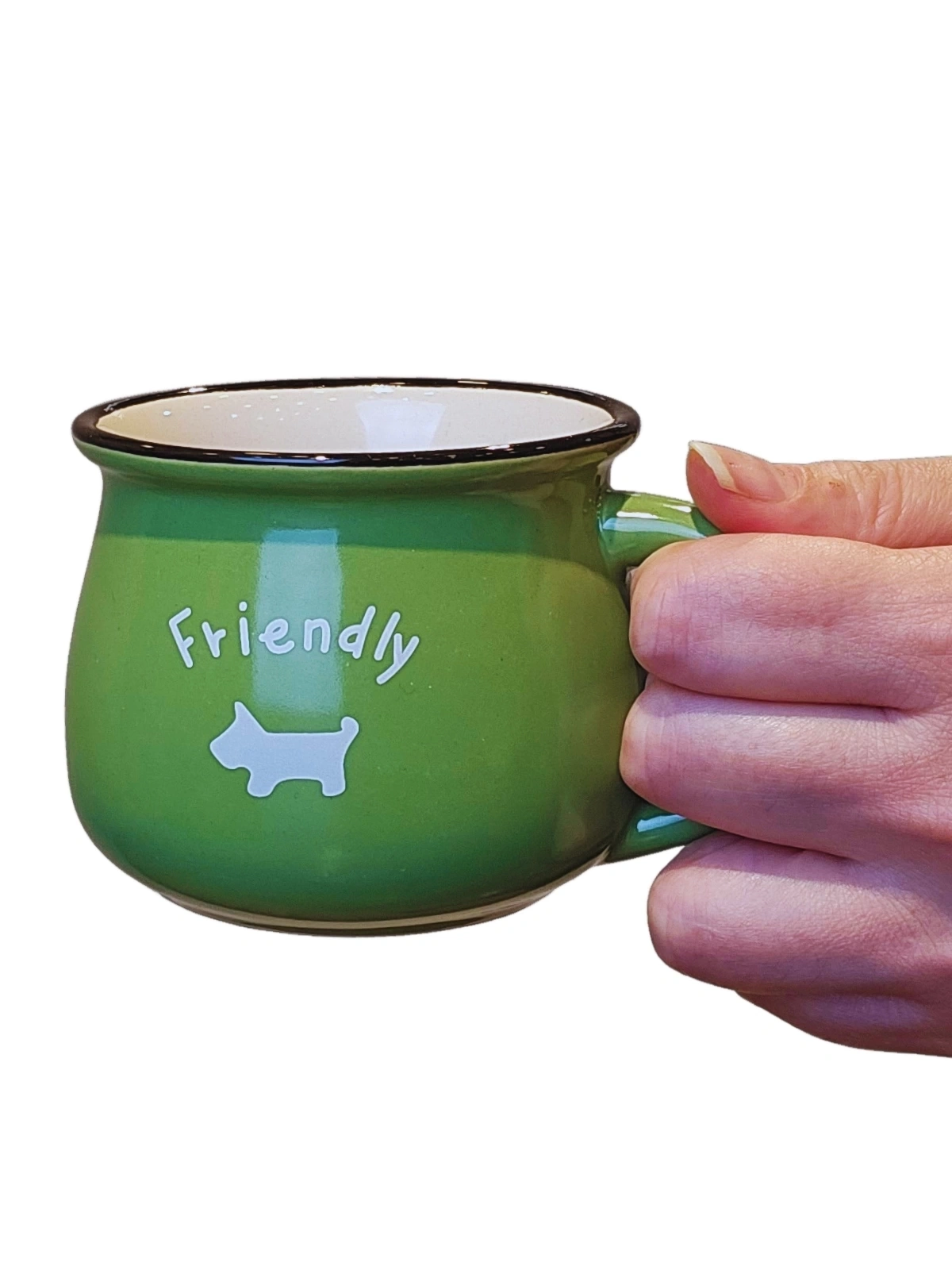 EMAYE GÖRÜNÜMLÜ PORSELEN KUPA BARDAK İKİLİ SET KAHVERENGİ VE YEŞİL