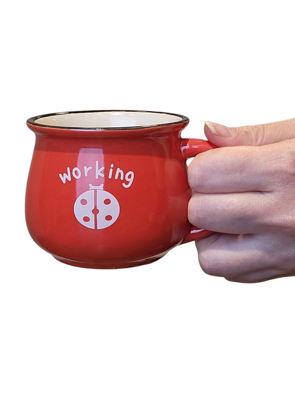 EMAYE GÖRÜNÜMLÜ PORSELEN KUPA BARDAK İKİLİ SET SARI VE KIRMIZI