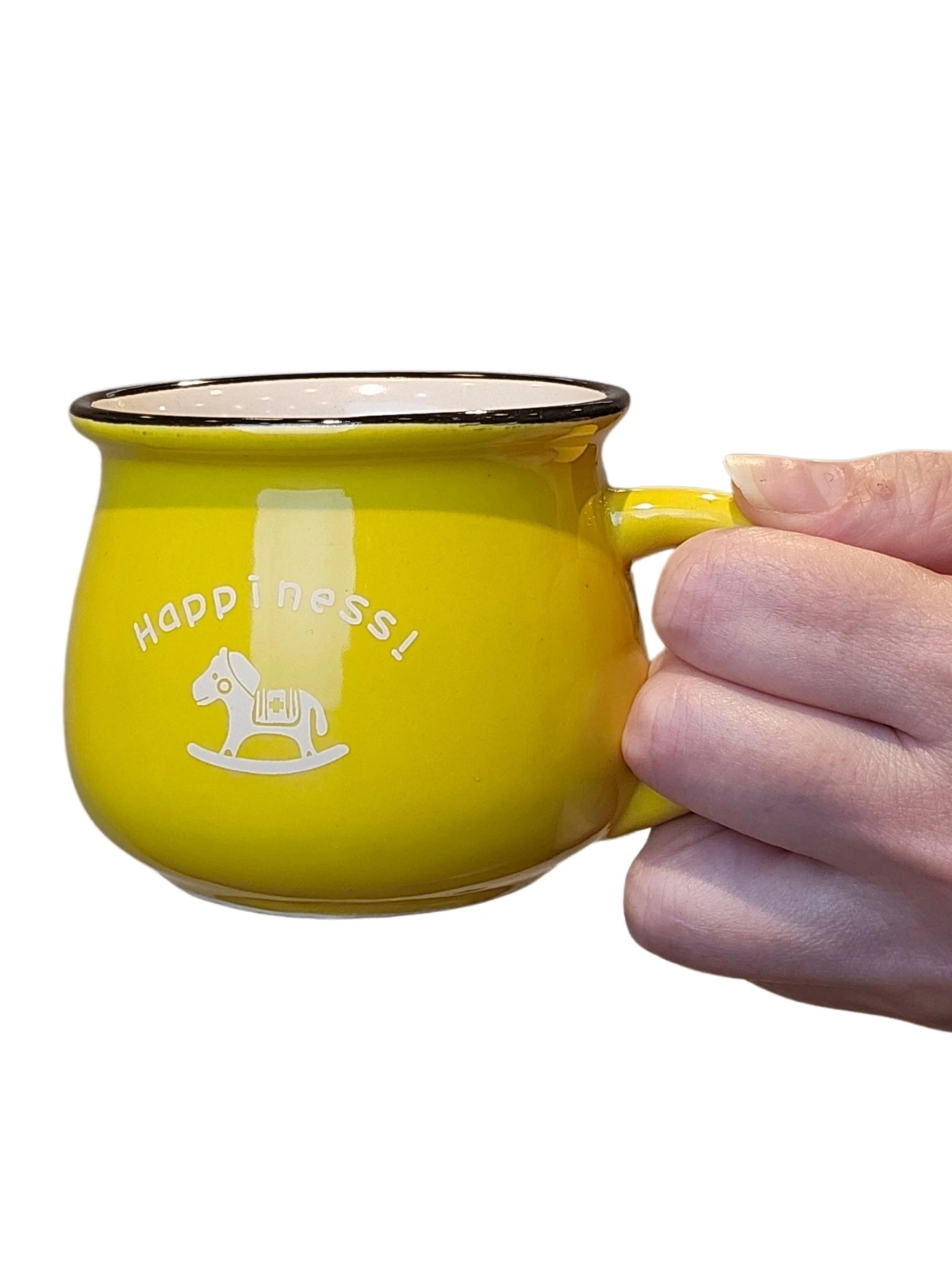 EMAYE GÖRÜNÜMLÜ PORSELEN KUPA BARDAK İKİLİ SET SARI VE LACİVERT