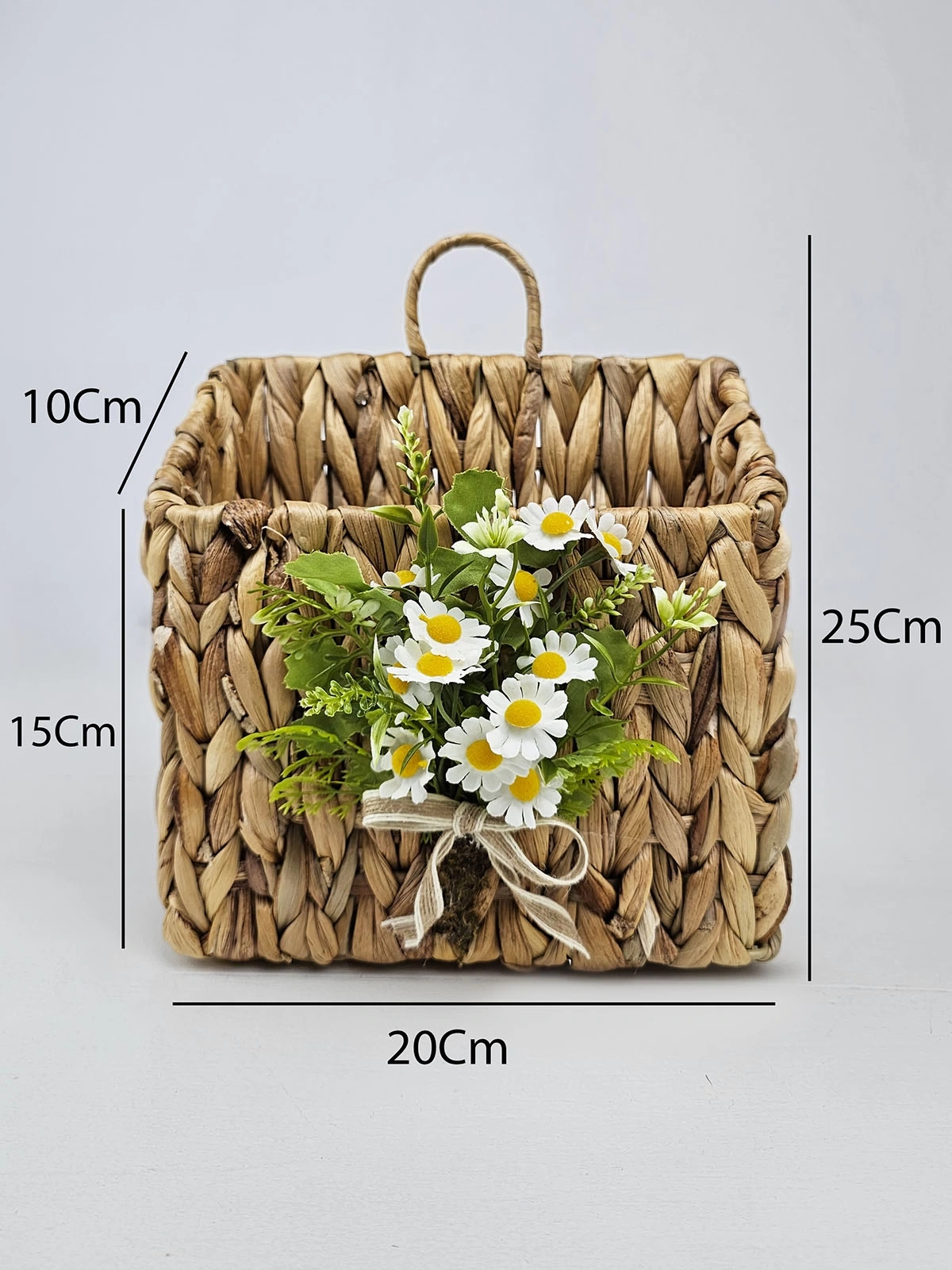 Hasır Kapı Süsü Posta Kutusu Gazetelik Papatyalı 25cm