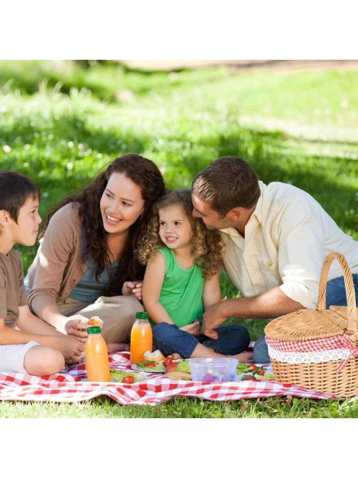 Hasır Piknik Sepeti Çift Kapaklı Kırmızı Astarlı 40cm