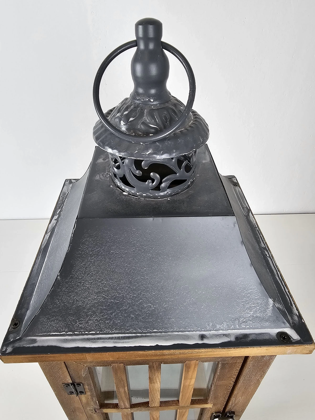 İkili Büyük Boy Metal Çatılı Ahşap Mumluk Fener Seti Nanga