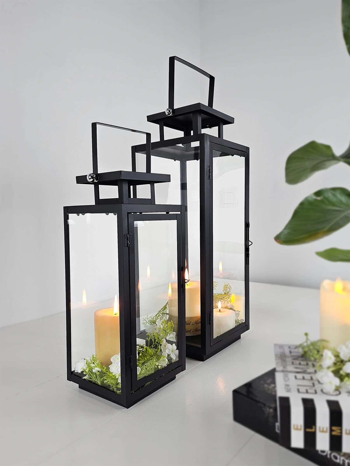 İkili Metal Mumluk Fener Seti Siyah Virginia