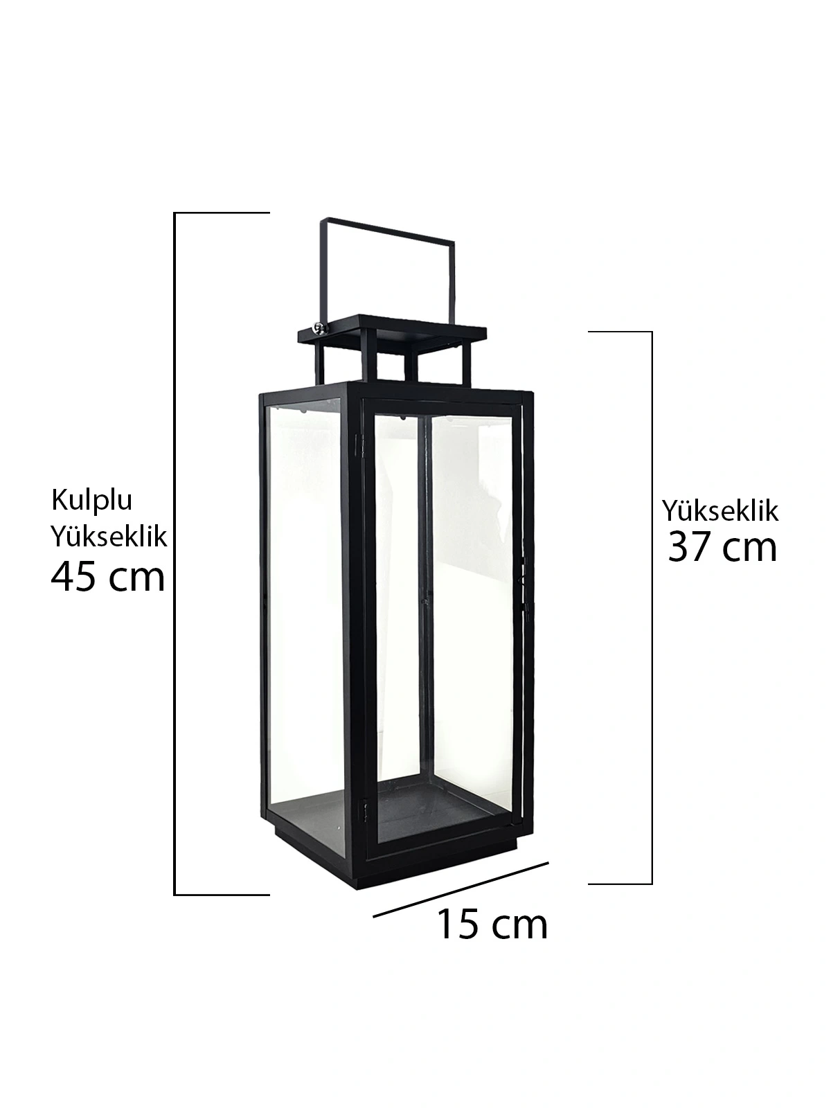 İkili Metal Mumluk Fener Seti Siyah Virginia