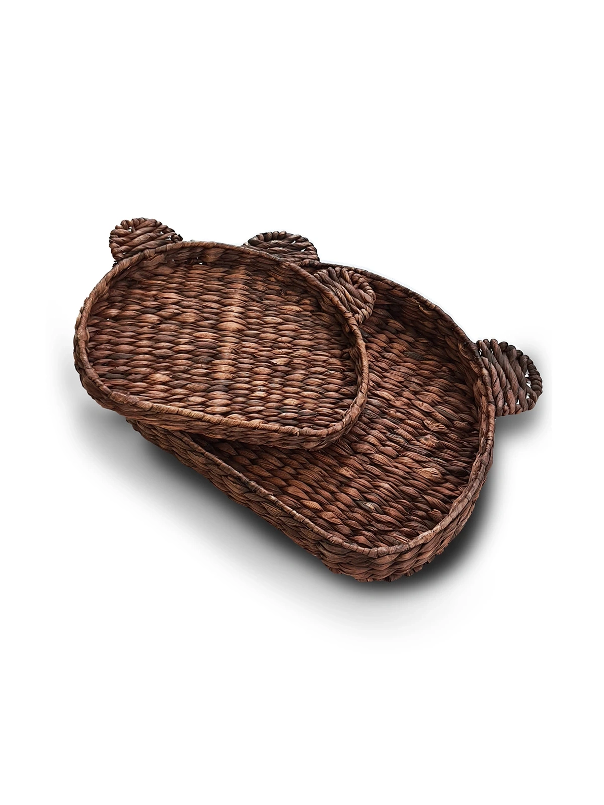 Kedi Figürlü Hasır Sepet Düzenleyici İkili Set