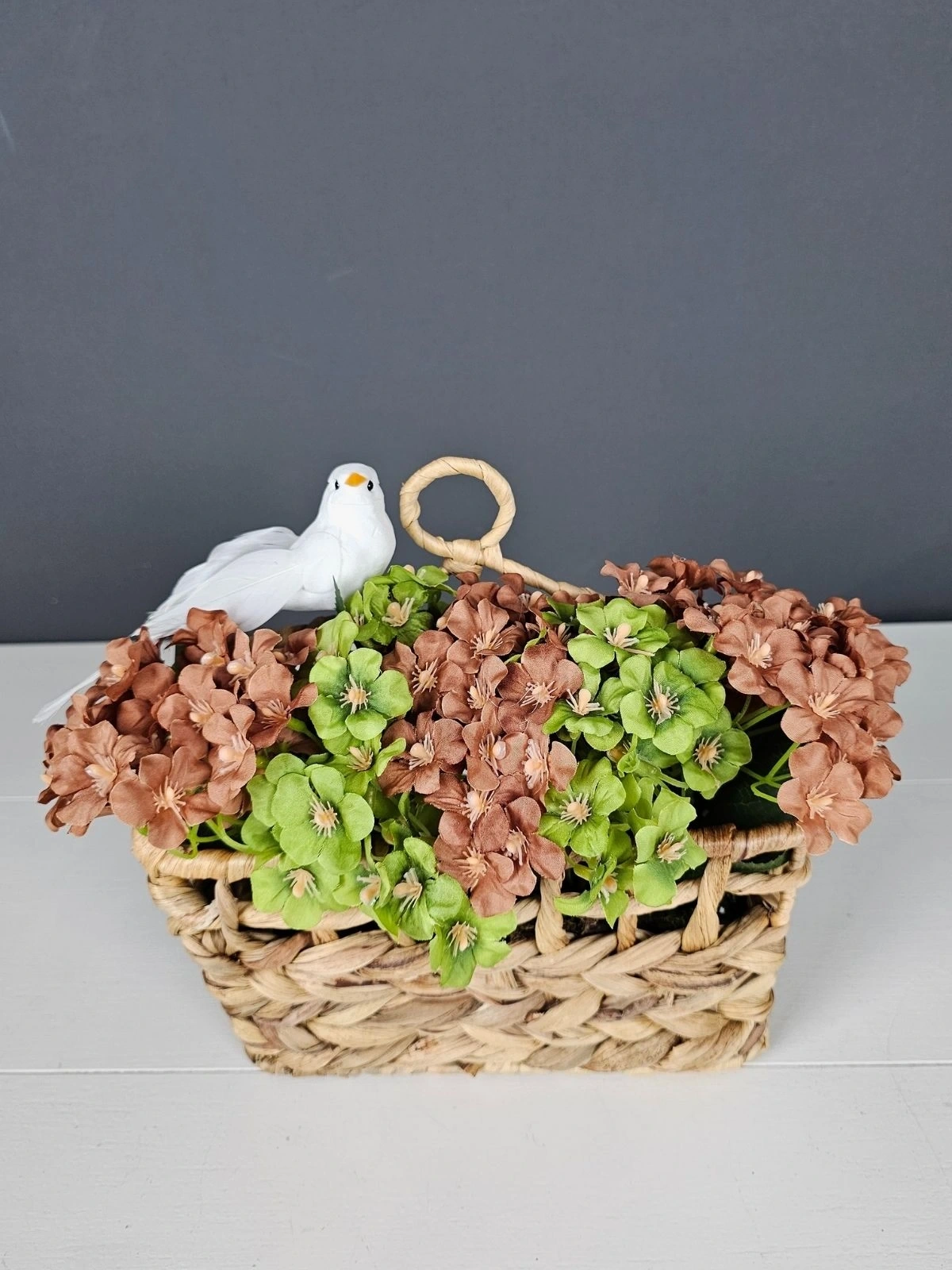 Kuş Figürlü Hasır Kapı Sepeti Posta Kutusu Gazetelik Kapı Süsü 25Cm