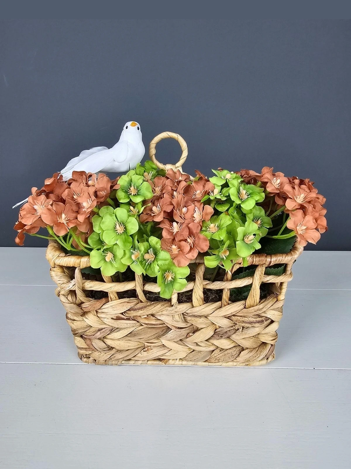 Kuş Figürlü Hasır Kapı Sepeti Posta Kutusu Gazetelik Kapı Süsü 25Cm