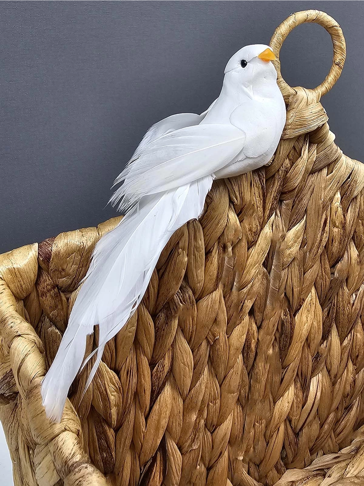 Kuş Figürlü Papatyalı Hasır Kapı Sepeti Gazetelik Posta Kutusu 30cm