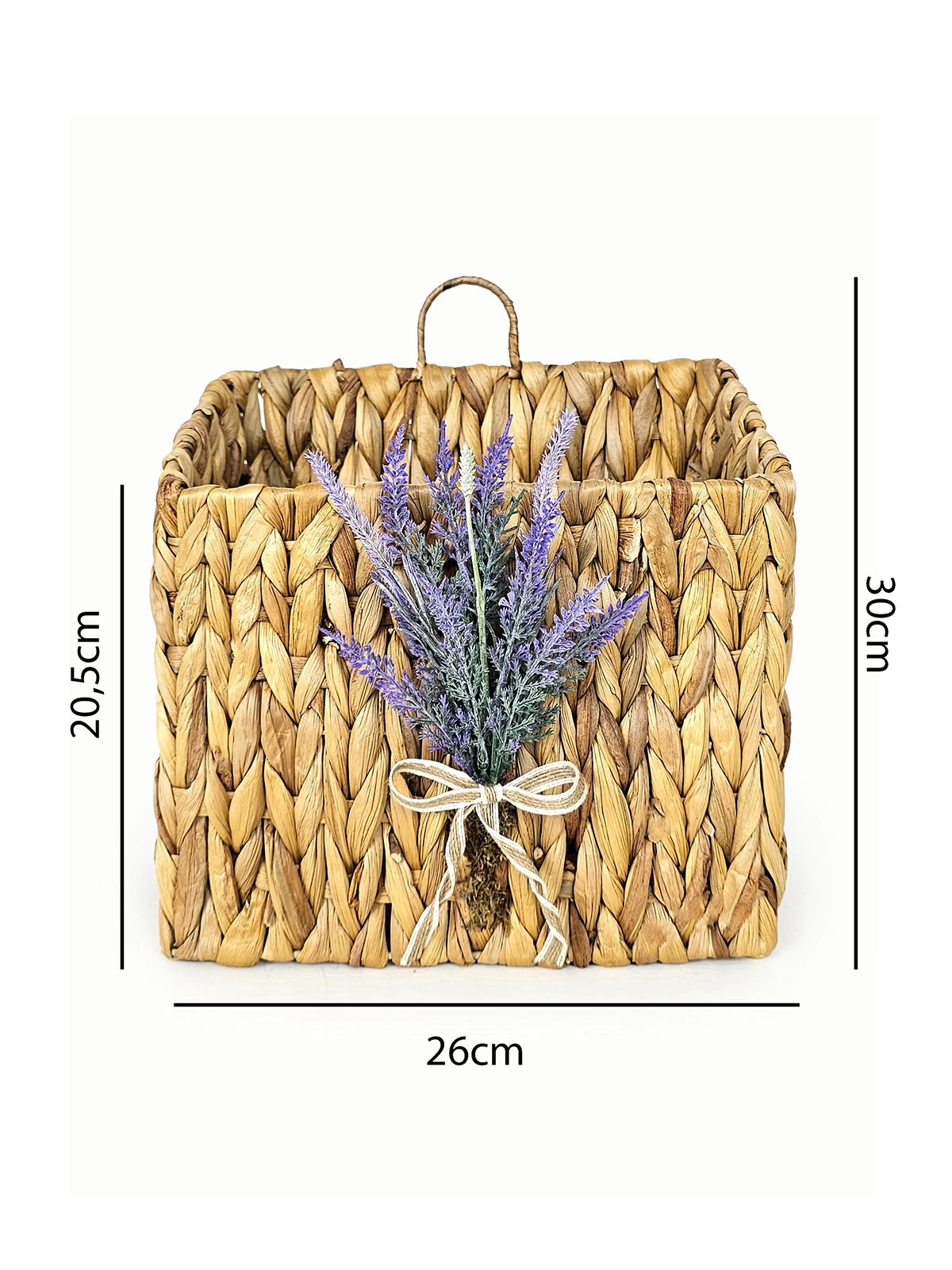 Lavanta Çiçekli Hasır Kapı Sepeti Gazetelik Posta Kutusu 30cm