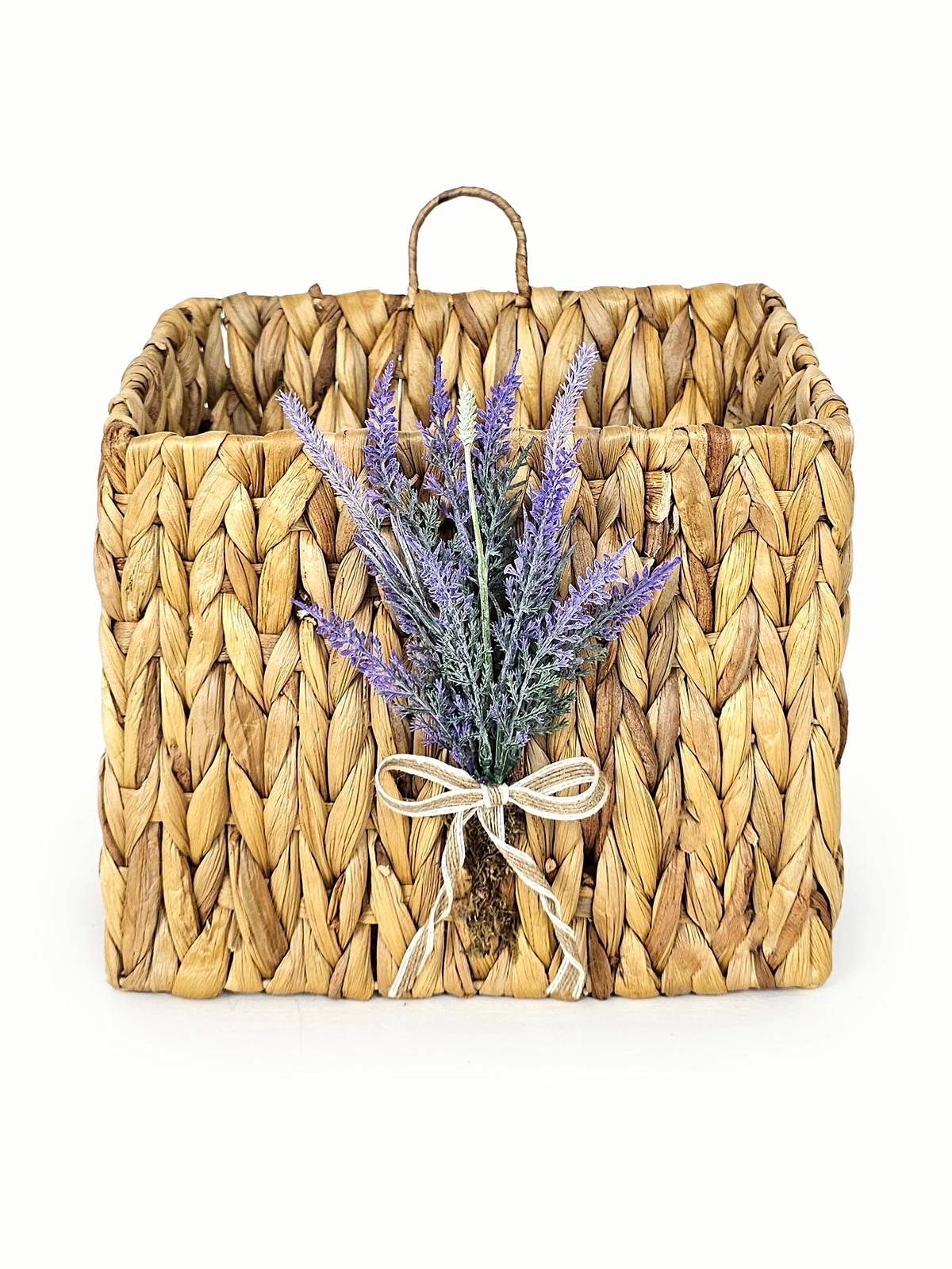 Lavanta Çiçekli Hasır Kapı Sepeti Gazetelik Posta Kutusu 30cm